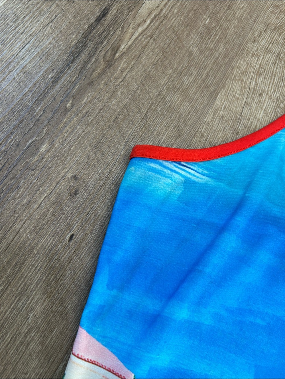 Kulani Kinis Blue Tropical Halter Mini Dress with Red Trim - Picture 4 of 7